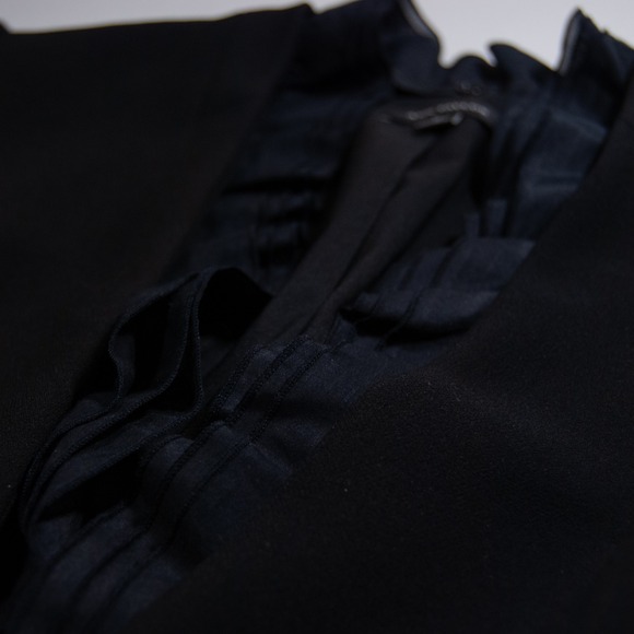 Ann Taylor Black Ruffle‎ Front Blazer Jacket Size 6 Career Office Removable - Picture 6 of 11